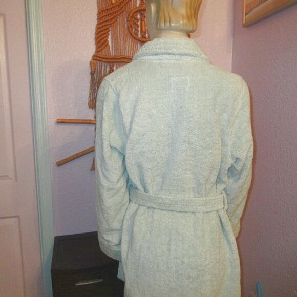 My Pillow Supima Cotton Bathrobe Women's Size S Heavyweight Green Pockets Belt - Picture 7 of 10